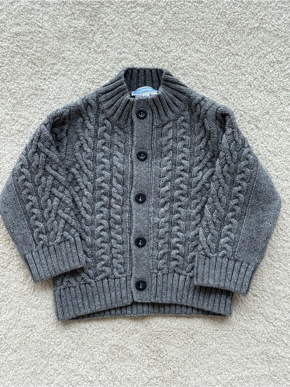 Jacadi Gray Cable-Knit Button Cardigan